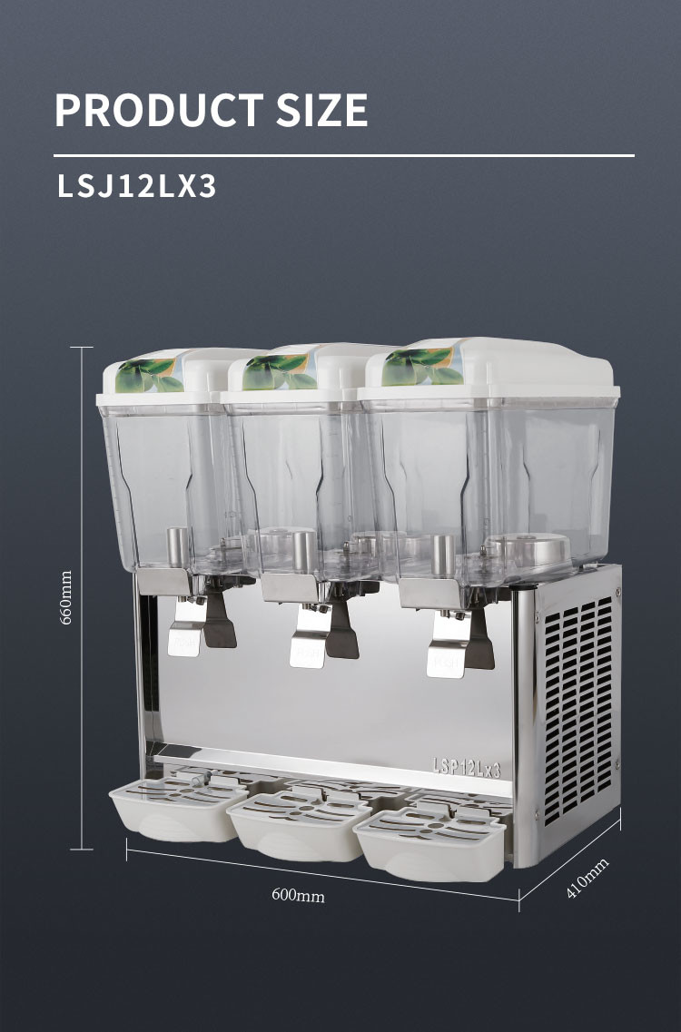 36L Fruit Juice Dispenser MachineL 3 Tanks Stainless Steel Big Volume Jet Spray Juice Machine