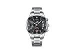 Men'S Chronograph Bracelet Watch , Silver Chronograph Watch Stainless Steel Case