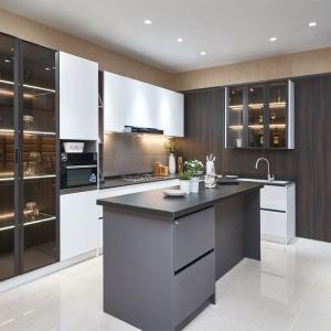 China Modern Design Customized Black Melamine MDF Modular Kitchen Cabinets wholesale