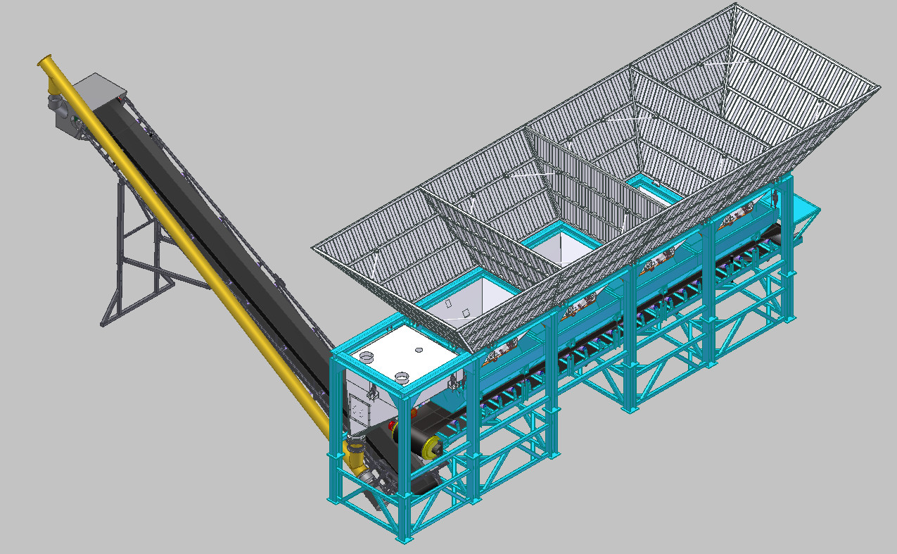 Small Dry Mix Concrete Batching Plant 20 Ton Aggregate Weighing System