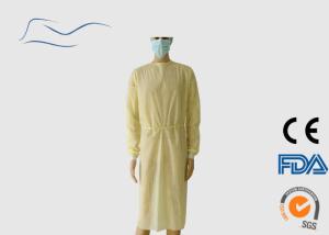 China Yellow Disposable Isolation Gowns Knitted Cuffs Style For Hospital 115 * 137CM wholesale