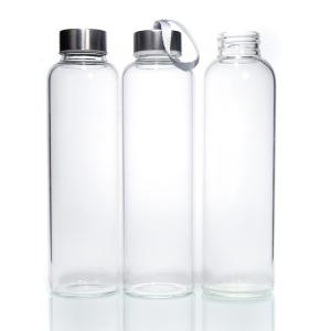 China 24oz 16oz Drinking Bottle Glass Water Bottle With Bamboo Lid wholesale