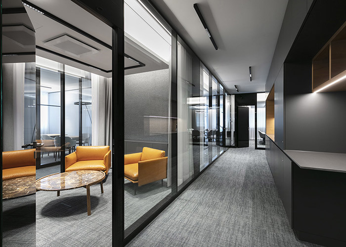 Contemporary Office Partitions Single Glass Partition For Workspace Screens With Frame