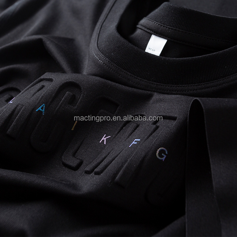 Custom 3D Embossed Logo Mercerized Cotton T-Shirt for Men in Colorful or Quantity 1000