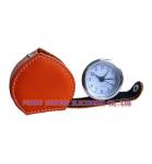 Mini folding heart shape leather travel clock alarming clock suitable for young