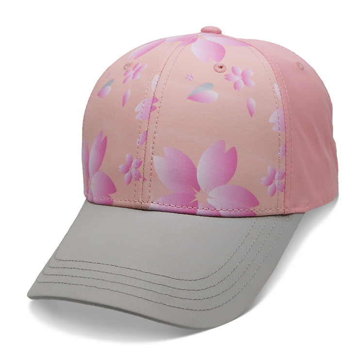 Personalized Ladies Baseball Cap , Sublimation Flower Baseball Hat Breathable