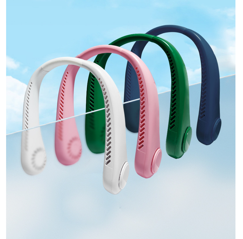 Customized Logo Bladeless Neck Fan Portable Rechargeable Hanging Wearable Cooling Fan