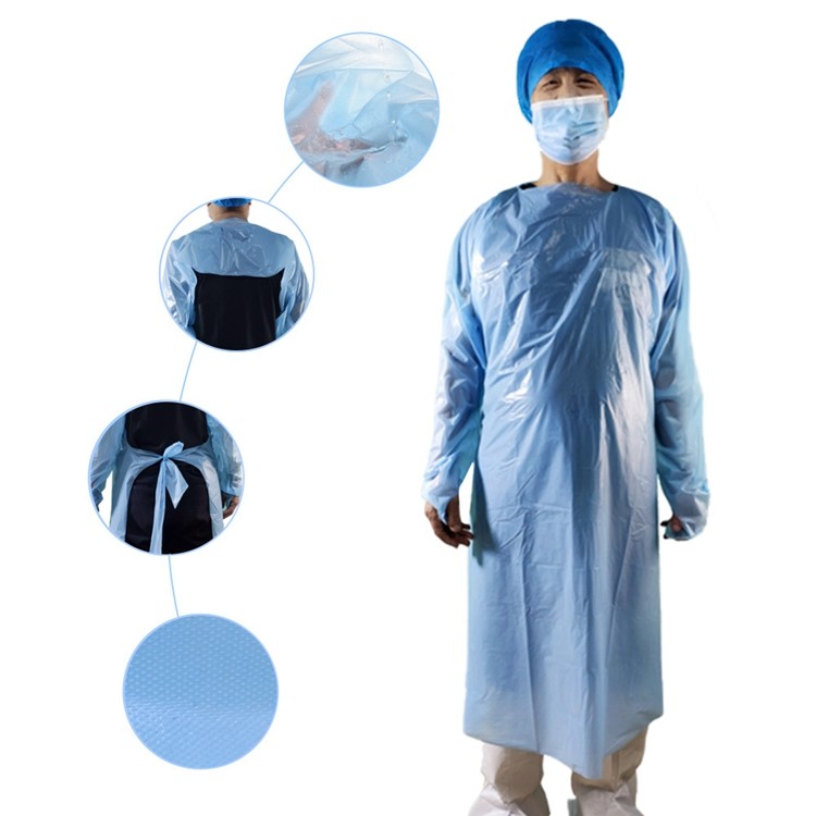 CPE Plastic Waterproof And Oil-Proof Isolation Clothes Gown 10pcs