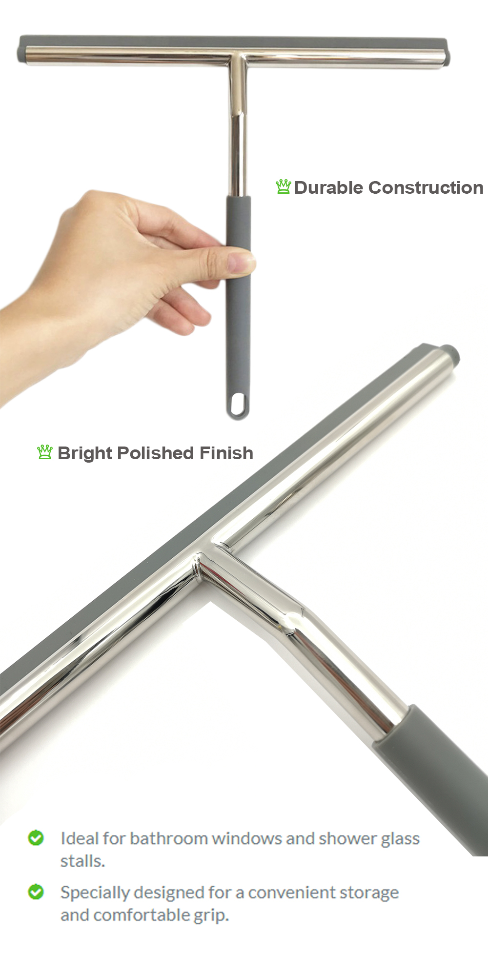 Polished Stainless Steel Shower Screen Wiper