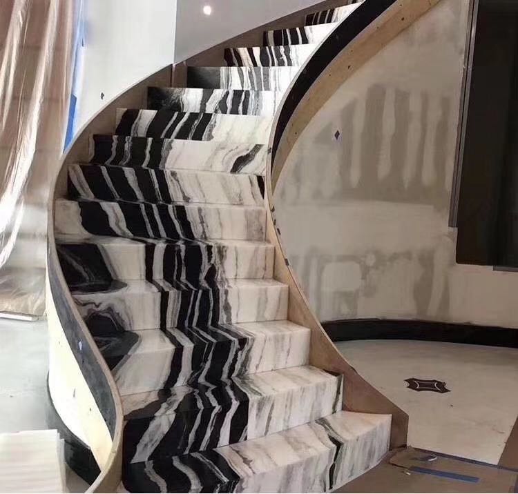 Unique Blue Onyx Backlighting Stair Risers Balustrade for 8-30mm Thickness Arc Stairs