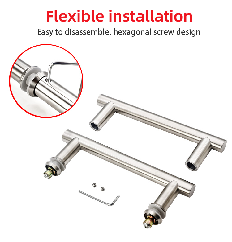 S-shaped tubular design Polished Mirror stainless steel Shower Glass Door Handle