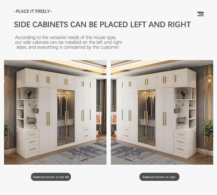 Home Modern Bedroom Furniture MDF Panel Freestanding Wardrobe Cabinet