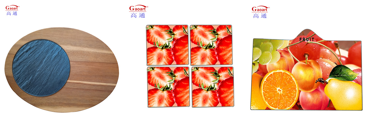 Tempered Square Bread Float Cut Blank Custom Shape Cutting Board with Wine Glass Coaster
