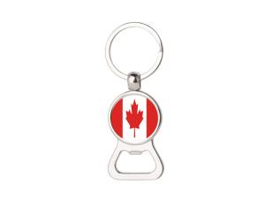 China Custom personalized national holiday promotion printed Canada country flag logo bottle opener key ring, wholesale