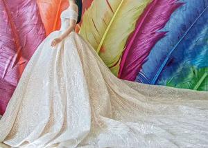 China Big Long Tail Bridal Gown Light Gold Beading Off Shoulder Sexy Ball Gown wholesale
