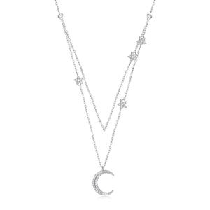 China 18in 2.9g Sterling Silver Necklace Chains AAAAA CZ Double Chain Necklace ODM wholesale