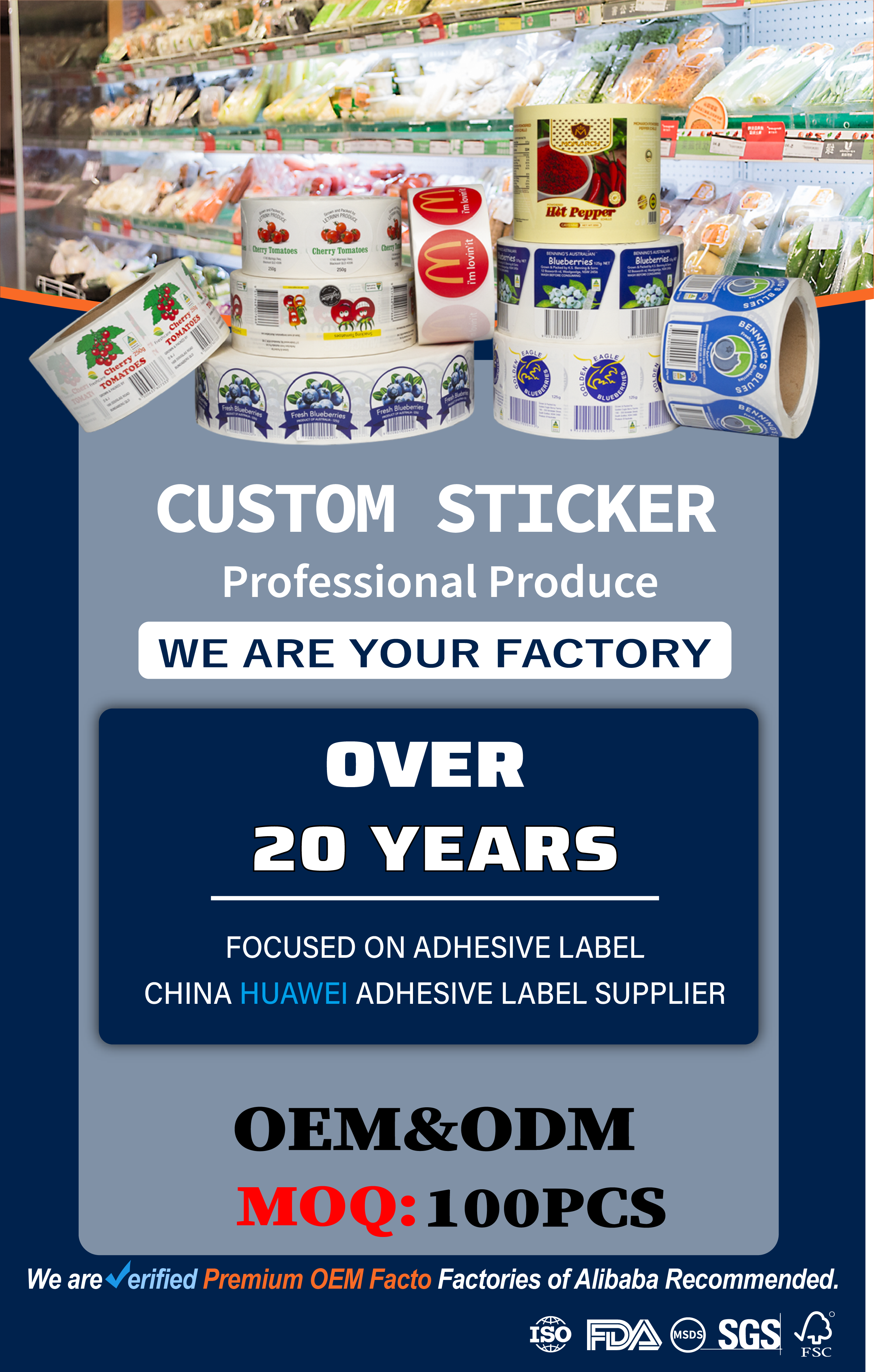 FDA Custom Food Labels OEM Moisture Proof For Packaging Free Sample