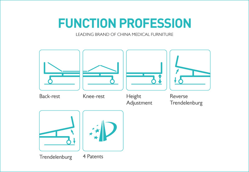 Function Folding Adjustable Clinic Furniture Electric Medical Nursing Patient Hospital Bed With Casters