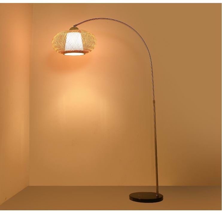 Chinese style floor lamp fishing lamp bamboo Art tea room floor light Zen standing lighting marble floor lamps
