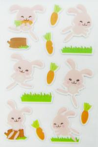 China Rabbit Shape Puffy Animal Stickers For Scrapbooking With Rotary Printing wholesale