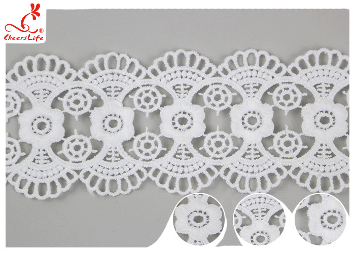 Decorative Knitted Water Soluble Cotton Lace Trim For Wedding Dresses