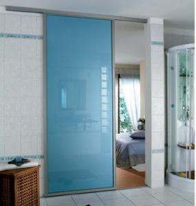 China Blue Tempered Glass Door , Tempered Glass Toilet Door No holes wholesale