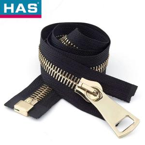 China Metal #12 Separating Zippers 27 Inch Metal Jacket Zipper Gold Teeth wholesale