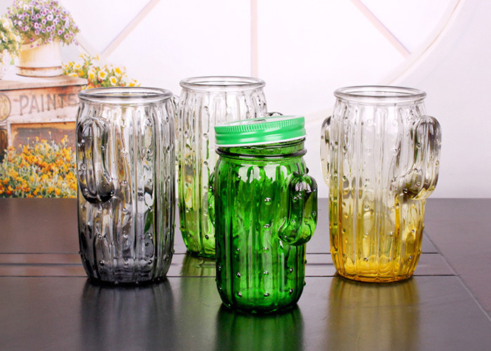Screw Top Glass Jars For Party Decorations Cactus Shape ODM Service
