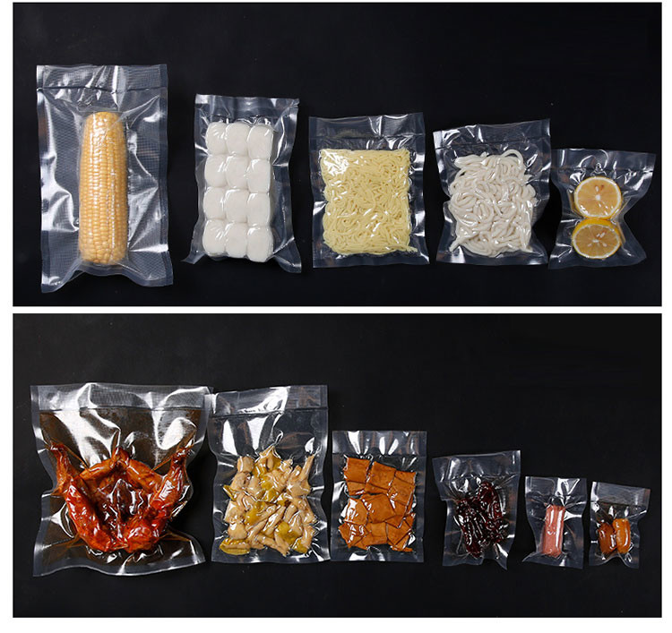 Storage Vacuum Plastic Bag For Food Three Sides Seal Transparent Nylon Lamination