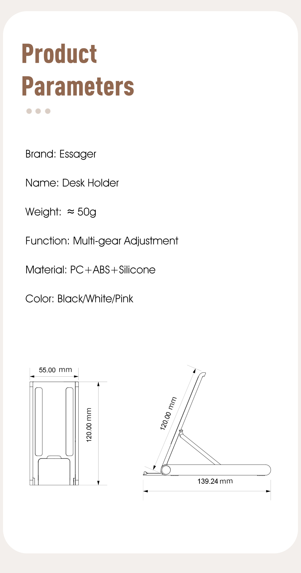 OEM Desktop Phone Holder Foldable Multi Angle Adjustable Non Slip For Cell Phone