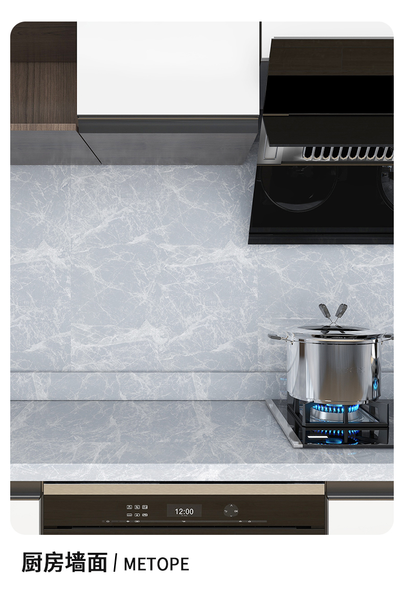 Glossy 120cm Wide Grey Marble Effect Wallpaper Stickers For Kitchen Wall