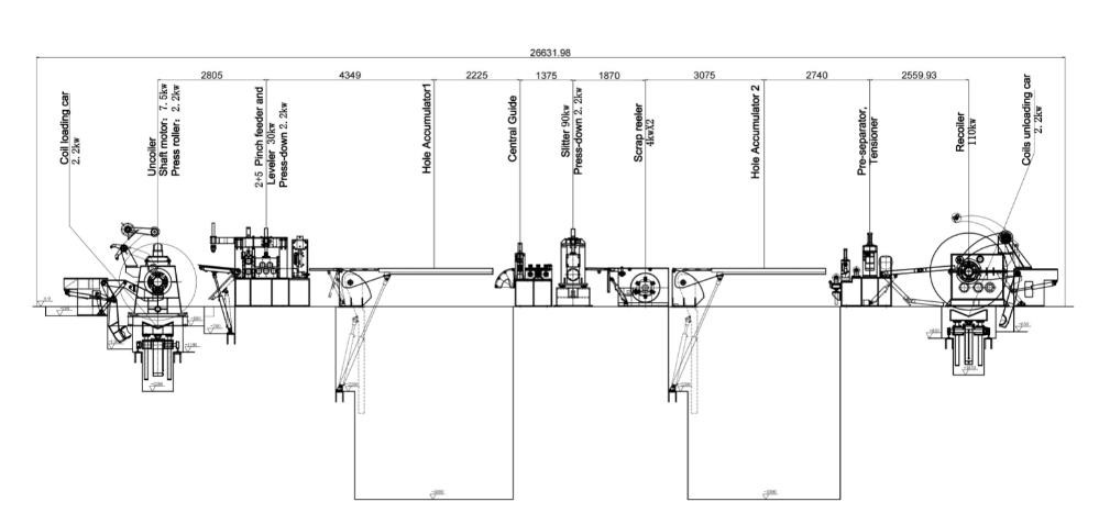High Speed Precision Light Gauge Slitting Line Machine 0.3-3 X 1250mm