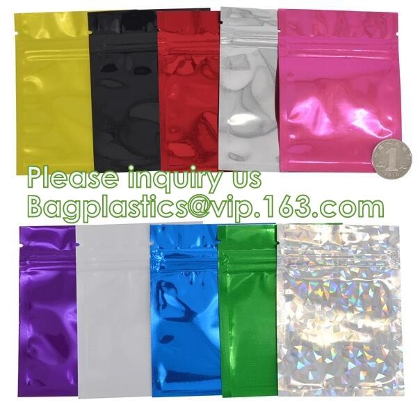 Bagease pack Holographic Film Resealable Zipper Bag Grip Seal Laminated Plastic Bag Shiny Cosmetic packaging jewelry