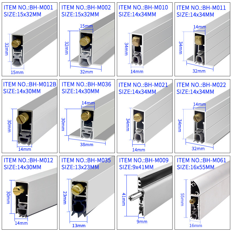 T Shape Automatic Door Bottom Seals for Metal Door Noice Reduction Drop Down Rubber Strips
