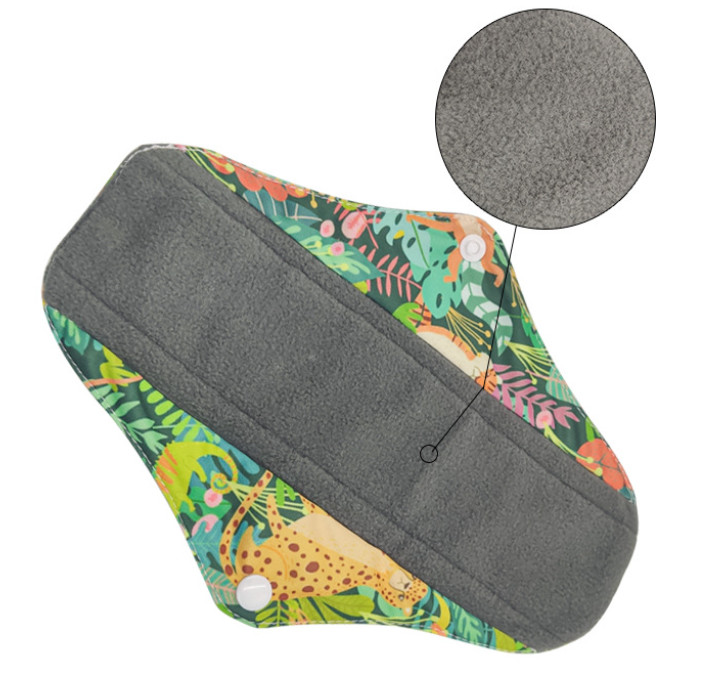 Bamboo Charcoal Reusable Menstrual Cloth Pads Sanitary Washable Cloth Absorbency
