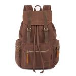 Large Travel Hiking Drawstring Canvas Leather Backpack Women'S Unisex