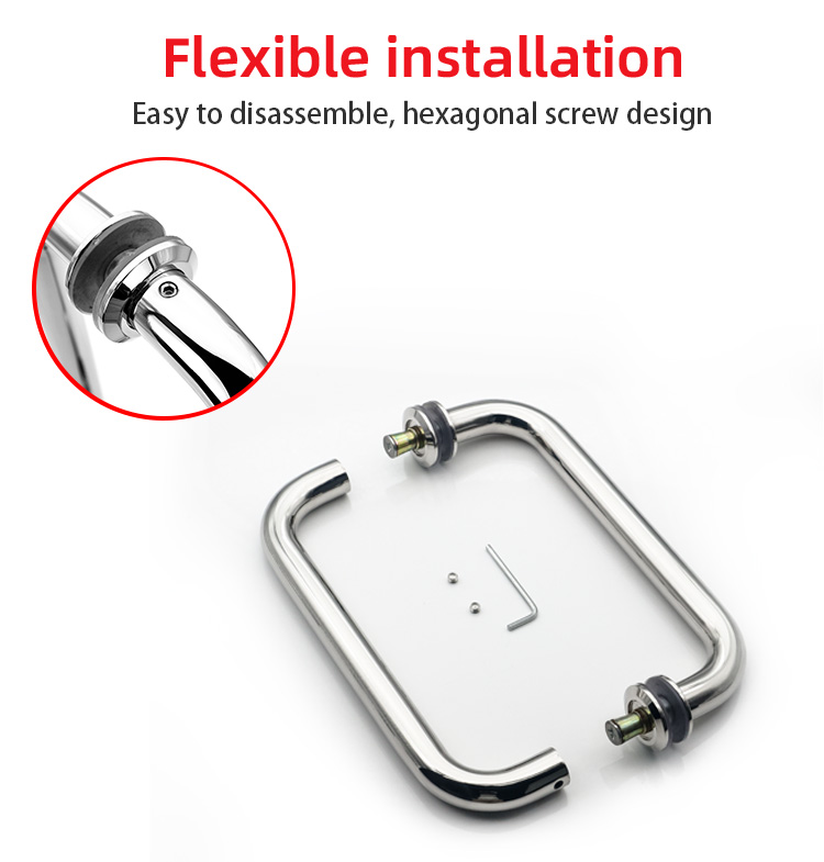 Hotel Bathroom Shower Glass Door Pull Handle Stainless Steel 304 Glass Door Handle