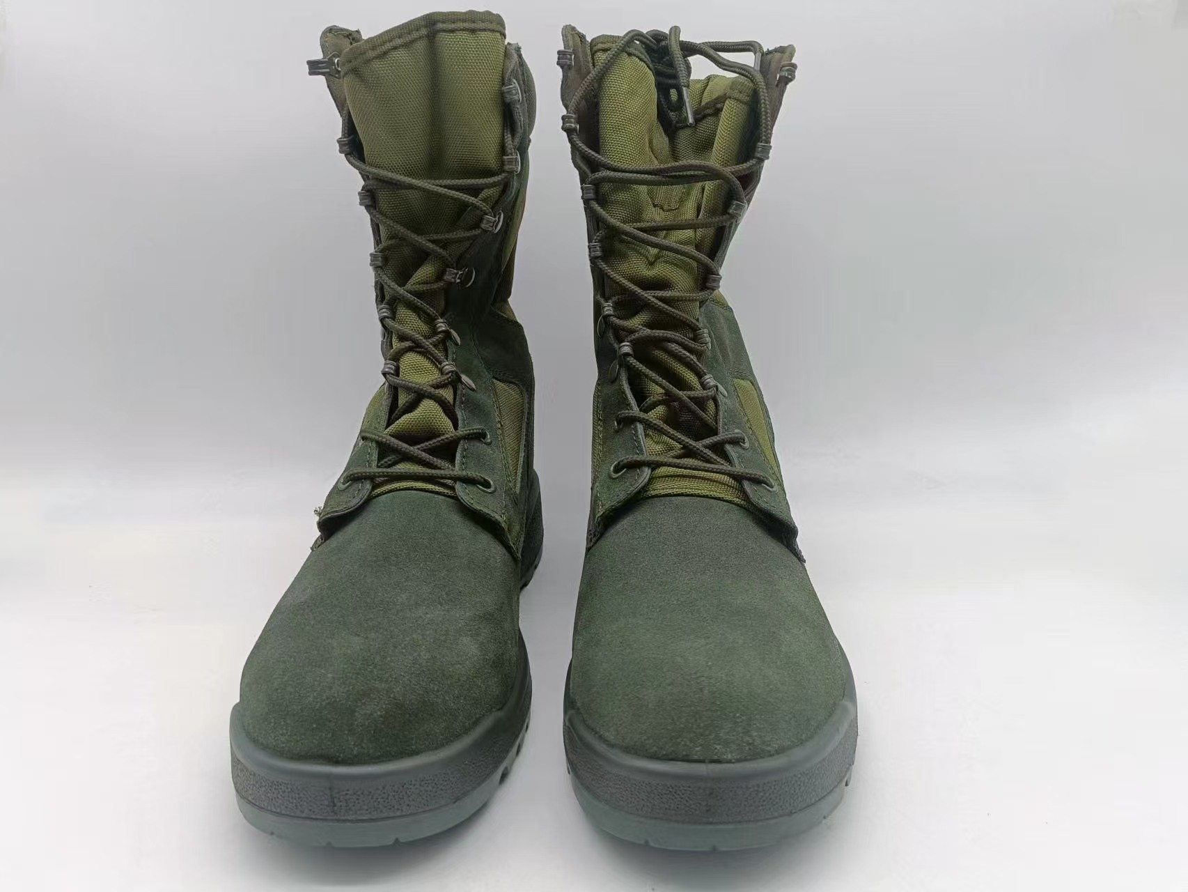 Tactical Safety Shoes Green High Top Suede Leather Breathable