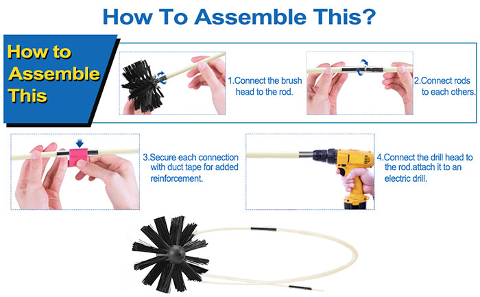 20 Feet Dryer Vent Cleaning Brush 0.7KG For Chimney Cleaning