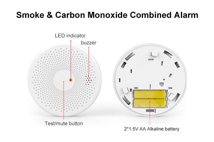 Combination Smoke and Carbon Monoxide Detector with AA replace Battery Operated Smoke CO Alarm Detector