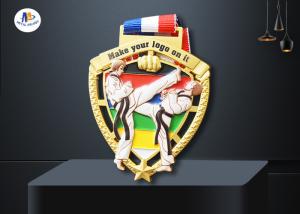 China 76.2*3mm Peltate Stock Medals For Taekwondo Tournament wholesale