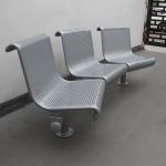 Silver Color Steel 3 Seater Metal Bench , Park Metal Curved Garden Bench With