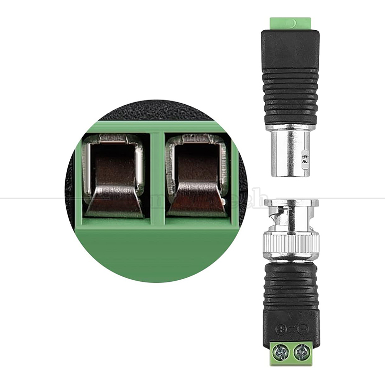 2 Pin Solderless Screw Terminal BNC Male Female Connector Power Adapter for CCTV Camera