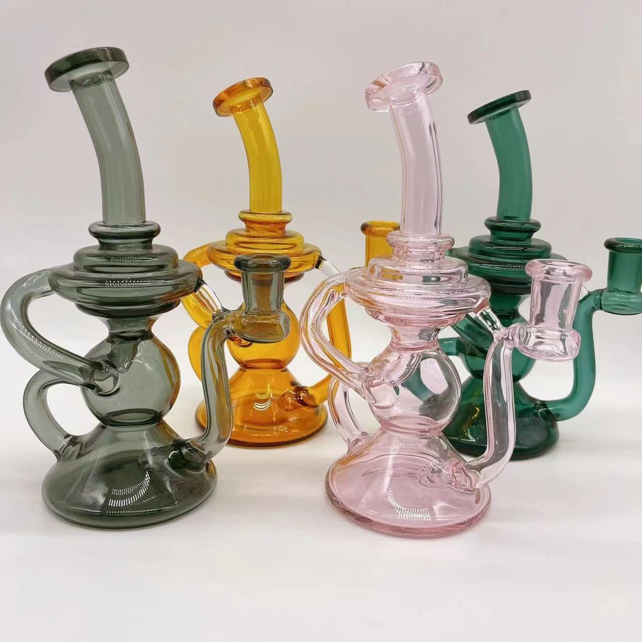 In Stock 9.5inch Heavy Glass Water Bongs With 14mm Bowl Light Weight