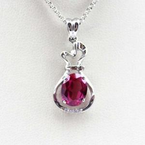 China Sterling Silver 7X9mm Oval aRuby Cubic Zirconia Pendant Jewelry (P16) wholesale