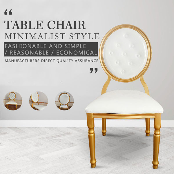 Party Hall Wedding Banquet Chairs Rental Round Back Restaurant Gold 38x40x93cm