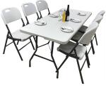 Heavy Duty Utility Plastic Camping Folding Table Chair 6ft Indoor Outdoor