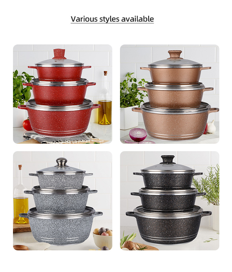 Hot Selling 6 Pieces Aluminum Soup Pot Set Double Bottom Kitchenware Ollas Cooking Pot Set Cookware Set