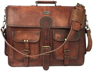 China 400g 14 Inch Vintage Handmade Leather Messenger Bag For Laptop Briefcase wholesale
