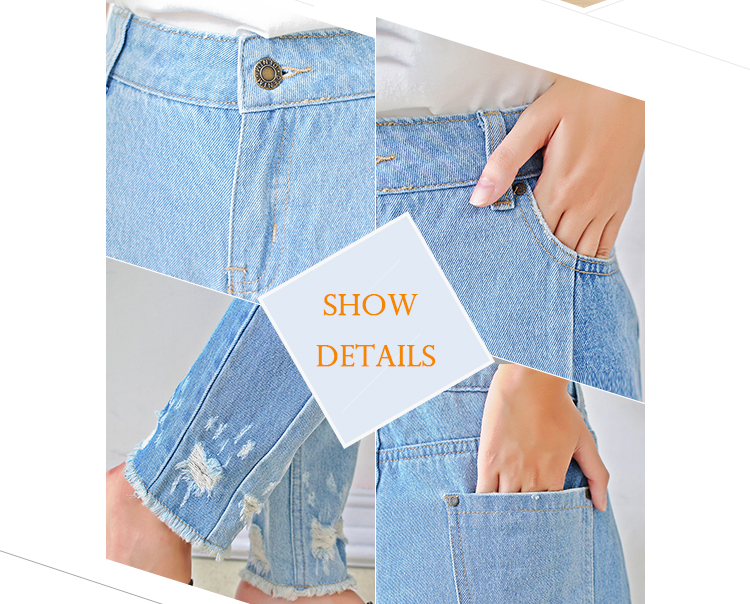 Women Light Blue Long Wide Leg Denim Pants , Casual Loose Fit Denim Jeans